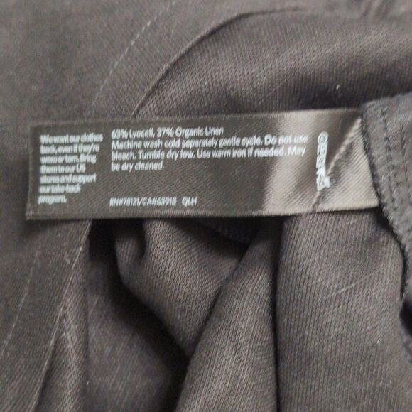 NWT Eileen Fisher Black Short Sleeve V Neck Casual Jumpsuit Linen Size L - Picture 9 of 10